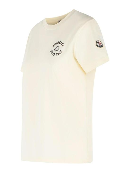 26SS 몽클레어 자수 로고 코튼 티셔츠 0938C0003089AUO034 Cream - MONCLER