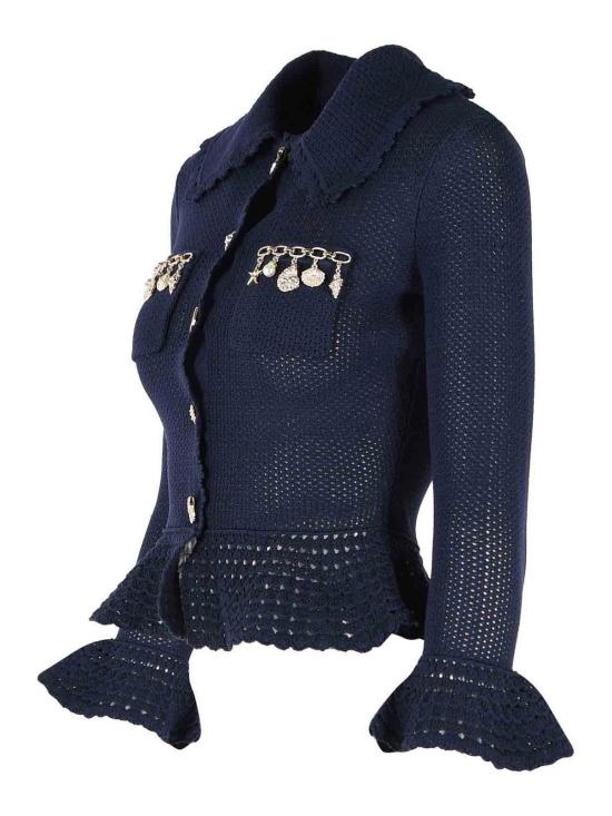 26SS 셀프 포트레이트 가디건 SS26048CNNAVY Dark Blue - SELF PORTRAIT