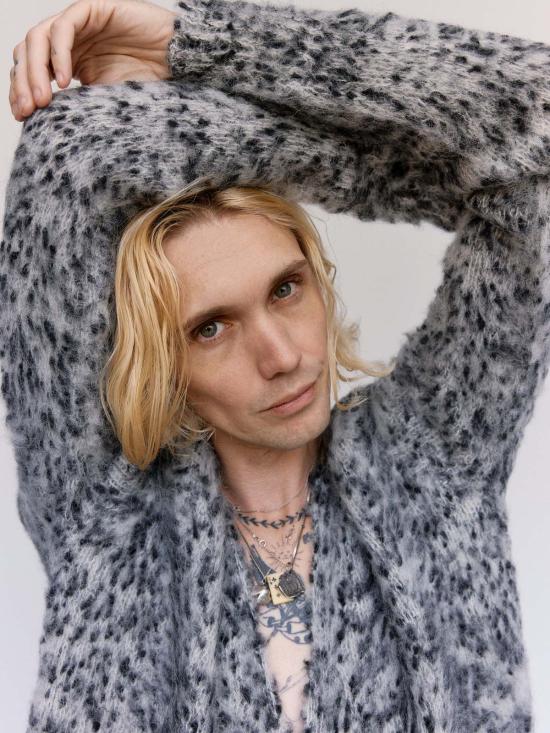  마르니 가디건 블랙 & 화이트 브러시드 알파카 부클 - MARNI