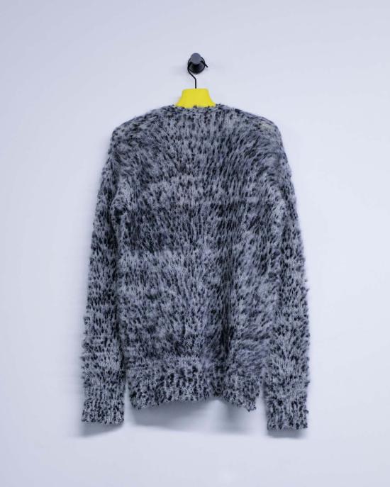  마르니 가디건 블랙 & 화이트 브러시드 알파카 부클 - MARNI