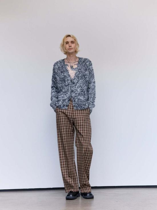  마르니 가디건 블랙 & 화이트 브러시드 알파카 부클 - MARNI