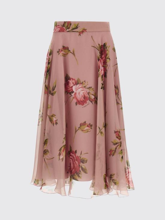 26SS 돌체앤가바나 로즈 부케 프린트 쉬폰 서클 스커트 F4CSOTIS11F HF5ZN Pink - DOLCE & GABBANA