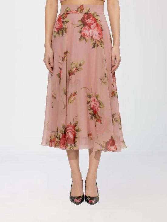 26SS 돌체앤가바나 로즈 부케 프린트 쉬폰 서클 스커트 F4CSOTIS11F HF5ZN Pink