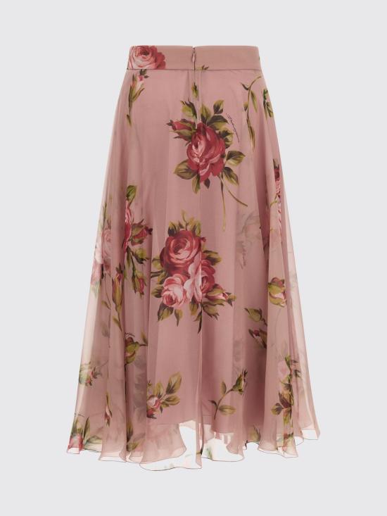 26SS 돌체앤가바나 로즈 부케 프린트 쉬폰 서클 스커트 F4CSOTIS11F HF5ZN Pink - DOLCE & GABBANA
