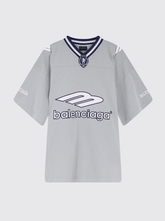 26SS 발렌시아가 3B 풋볼 브이넥 티셔츠 857086TTVQ6 1461 Grey