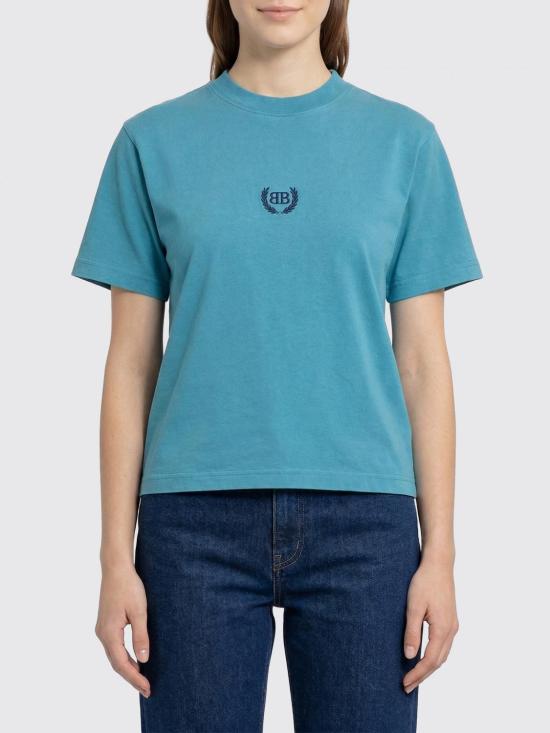 26SS 발렌시아가 로렐 클래식 미디엄 핏 티셔츠 850990TSVC9 3515 Navy