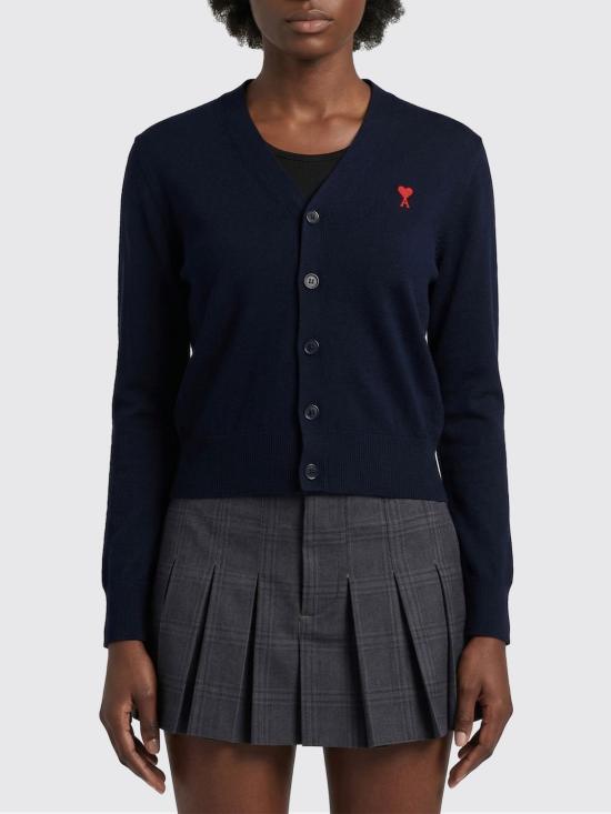 26SS 아미 ADC 스몰 하트 로고 V넥 가디건 FKC374001 414 Blue