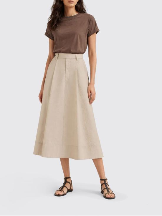 26SS 브루넬로 쿠치넬리 콘트라스트 트림 코튼 티셔츠 M0T18BD200 C8589 Brown - BRUNELLO CUCINELLI