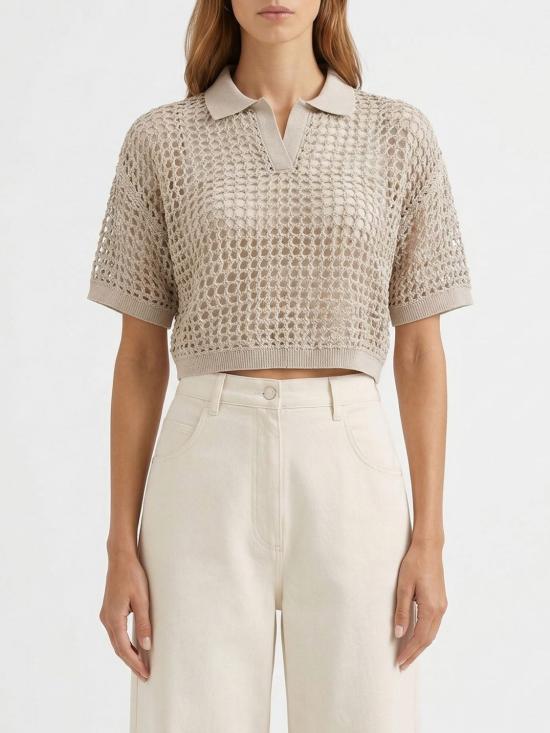 26SS 브루넬로 쿠치넬리 폴로 티셔츠 MCBR11805 C3999 Ivory