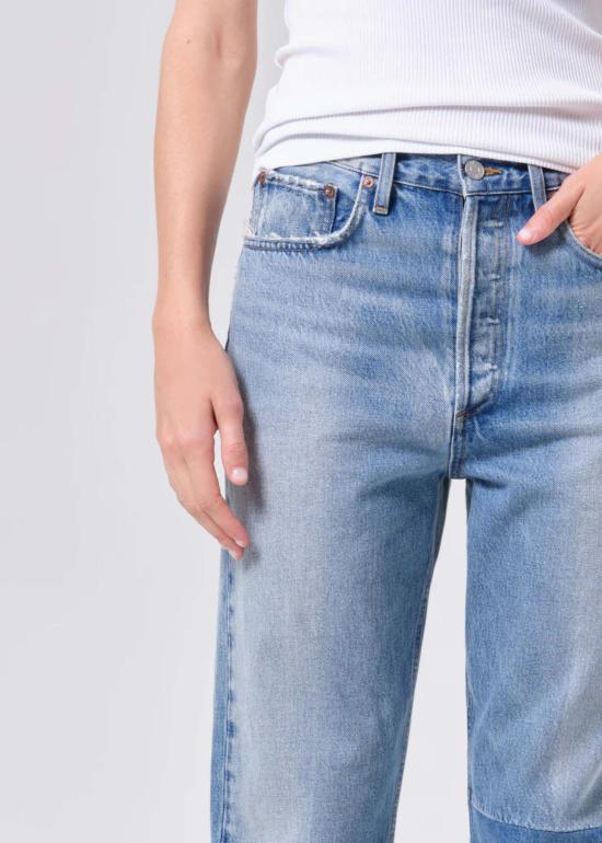  에이골디 데님 팬츠 아골드 90년대 스타일 패치 장식 32인치 인디고 진 - AGOLDE