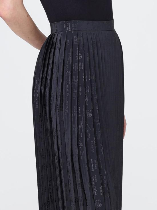 26SS MM6 메종마르지엘라 플리티드 미디 스커트 S52MA0199M35737 002J Black - MM6 MAISON MARGIELA