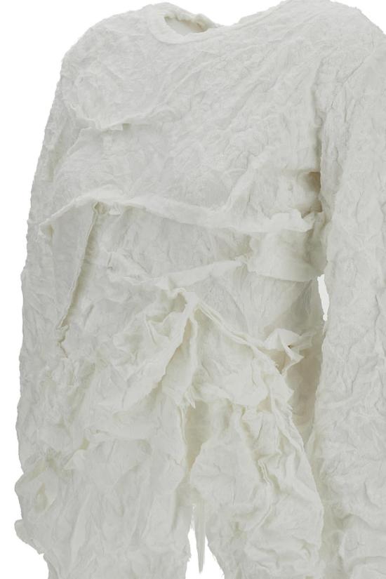  꼼데가르송 긴팔 티셔츠 Comme Des Garçons 러플 탑 화이트 - COMME DES GARCONS