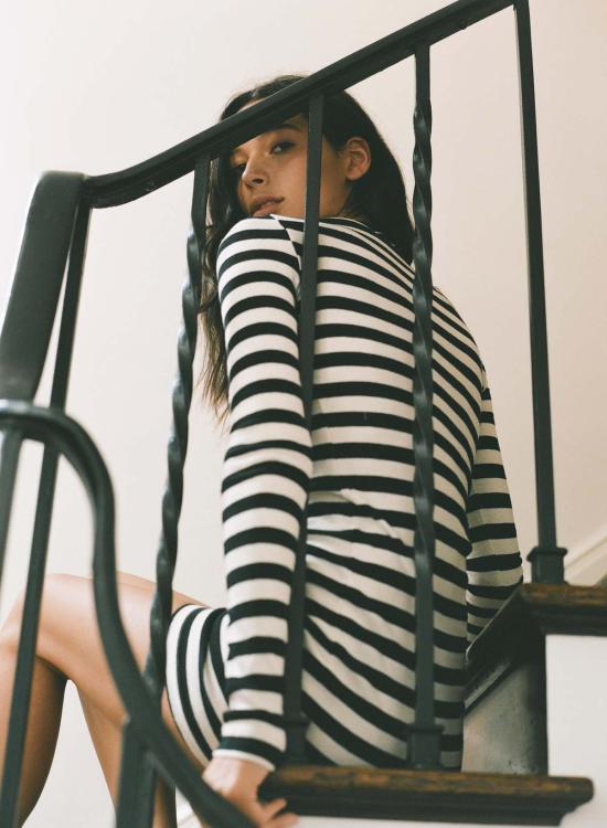  아셀 원피스 애셔 아스트리드 스트라이프 드레스 내추럴/블랙 스트라이프 - ASHER