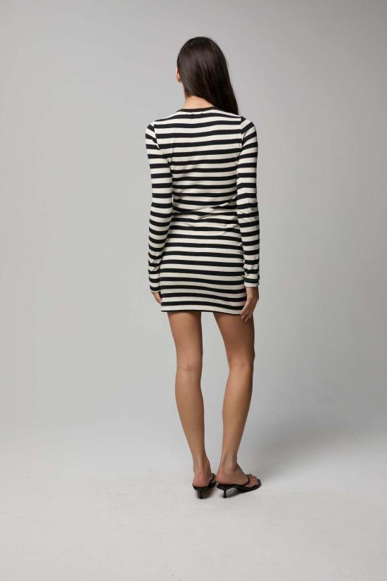  아셀 원피스 애셔 아스트리드 스트라이프 드레스 내추럴/블랙 스트라이프 - ASHER