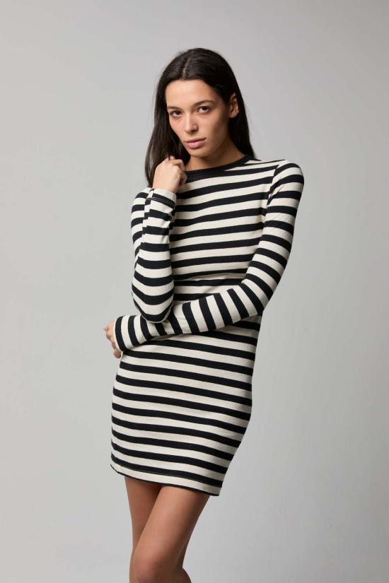  아셀 원피스 애셔 아스트리드 스트라이프 드레스 내추럴/블랙 스트라이프