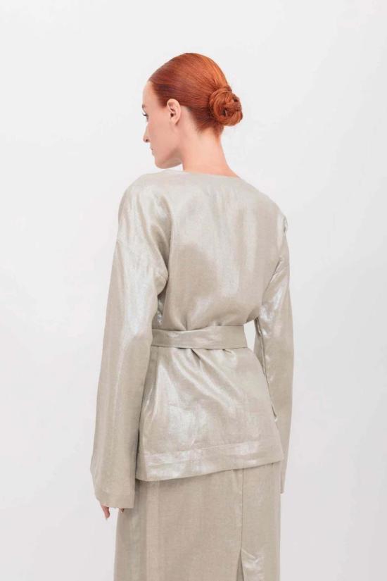  나리 블라우스 키모노 랩탑 쉬머 트윌 샴페인 - NARY