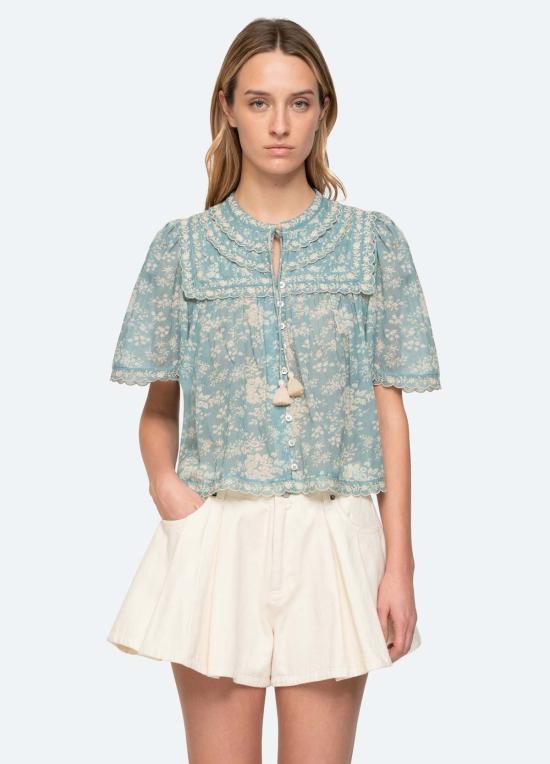  씨뉴욕 블라우스 Sea Ny Kirsten 프린트 탑 스카이