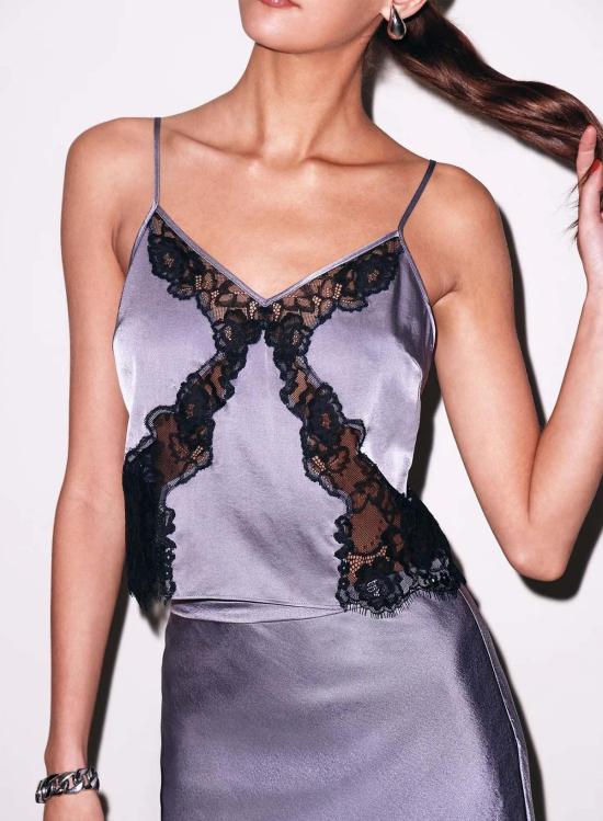  플뢰르 뒤 말 캐미솔 Fleur Du Mal Juliet 레이스 실크 캐미 라벤더 - FLEUR DU MAL