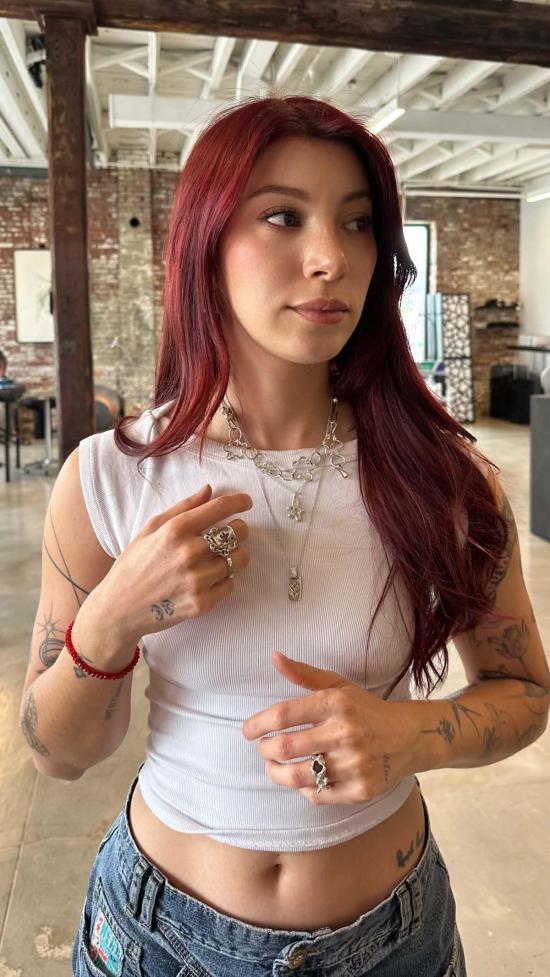  아메모리 반지 체인 플라워 링 - AMEMORI