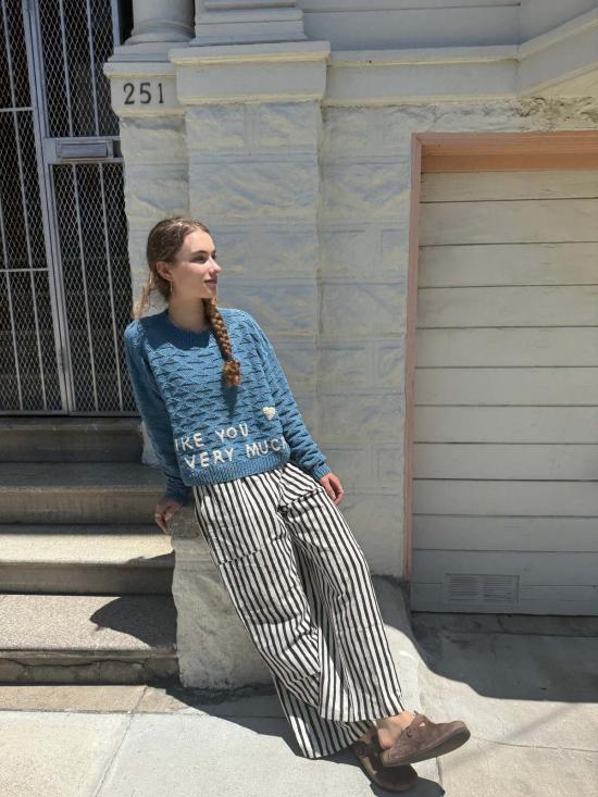  해피 프렌치 갱 스웨터 "I Like You Very Much" 손뜨개 & 천연 염색 & 코바늘 아플리케 - HAPPY FRENCH GANG