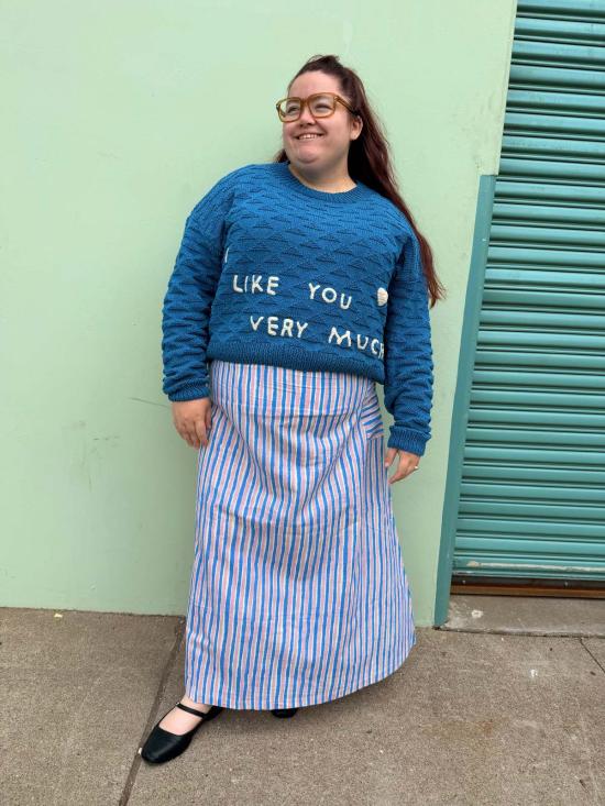  해피 프렌치 갱 스웨터 "I Like You Very Much" 손뜨개 & 천연 염색 & 코바늘 아플리케 - HAPPY FRENCH GANG