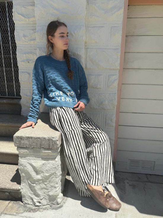  해피 프렌치 갱 스웨터 "I Like You Very Much" 손뜨개 & 천연 염색 & 코바늘 아플리케 - HAPPY FRENCH GANG