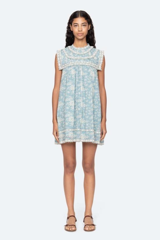  씨뉴욕 숏 원피스 Sea Ny Kirsten 프린트 플레어 미니 드레스 스카이 - SEA NY
