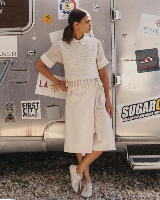  PROCHE 민소매 티셔츠 프로쉬 프린지 밑단 크로셰 조끼 크림 - OTHER BRANDS