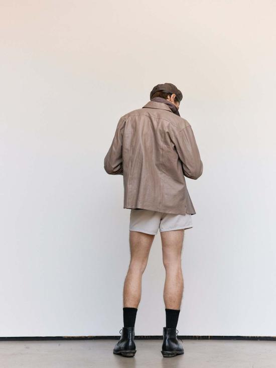  아워레가시 가죽 자켓 아워 레거시 70년대 그레이 벨벳 양가죽 용접 셔츠 - OUR LEGACY