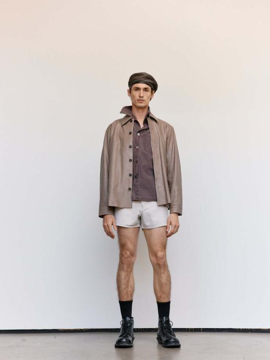  아워레가시 가죽 자켓 아워 레거시 70년대 그레이 벨벳 양가죽 용접 셔츠