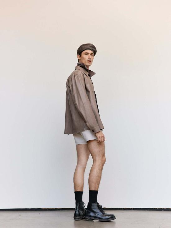  아워레가시 가죽 자켓 아워 레거시 70년대 그레이 벨벳 양가죽 용접 셔츠 - OUR LEGACY