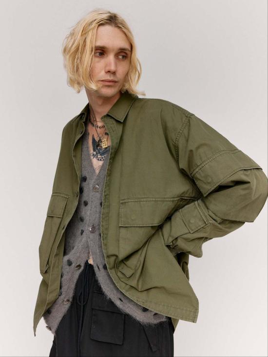  타카히로미야시타 더 솔로이스트 봄버 자켓 . 코튼 B.D.U 셔츠 올리브 - TAKAHIROMIYASHITA THE SOLOIST.