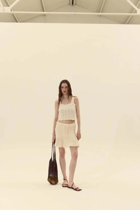  델룩 블라우스 카프리 니트 탑 오프 화이트 - DELUC