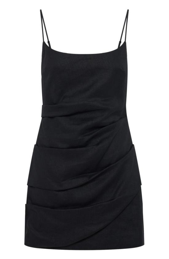  누드 루시 숏 원피스 라니 린넨 미니 드레스 블랙 - NUDE LUCY