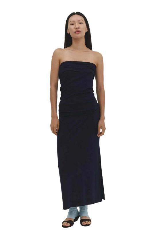  파이드 미 나우 롱 스커트 파인드 미 나우 소리 폴드오버 맥시 스커트 네이비 - FIND ME NOW