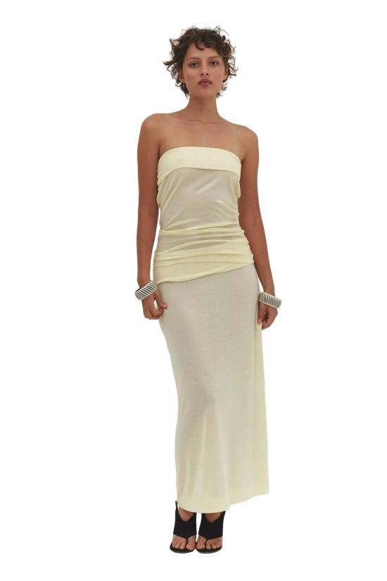  파이드 미 나우 롱 스커트 Find Me Now 소리 맥시 스커트 버터 - FIND ME NOW