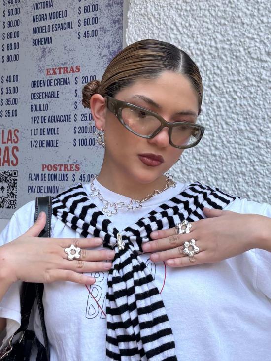  아메모리 반지 청키 플라워 링 - AMEMORI