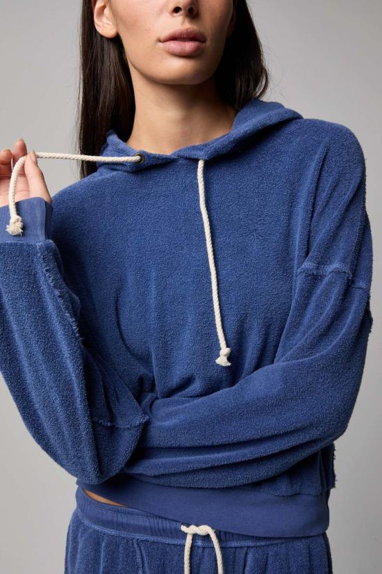  아셀 후드 티셔츠 애셔 헤이즐 코튼 셰르파 후드티 블루 헤이즈 - ASHER