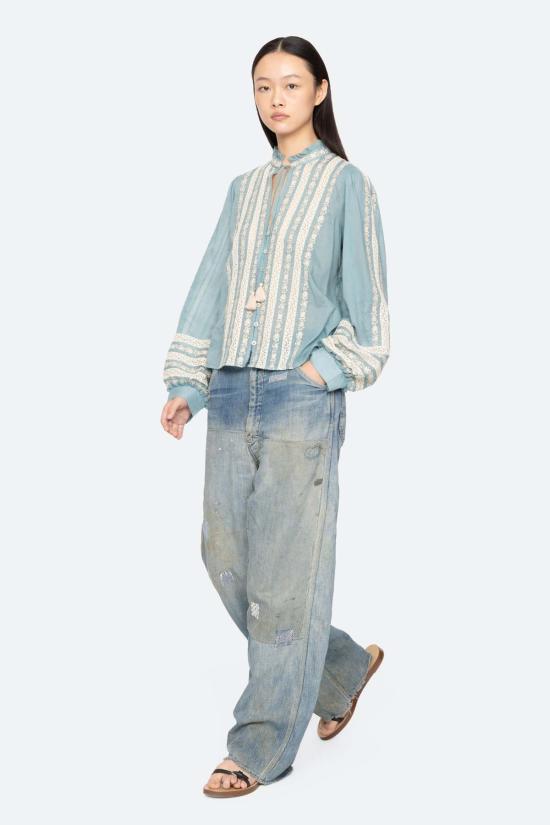  씨뉴욕 긴팔 티셔츠 Sea Ny Kirsten 프린트 긴팔 탑 스카이