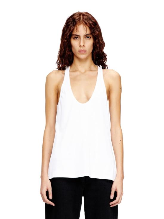  디젤 민소매 티셔츠 골지 면 탱크탑 화이트 - DIESEL