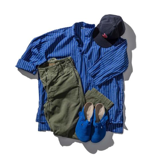  Puebco 셔츠 푸에브코 코튼 스트라이프 셔츠