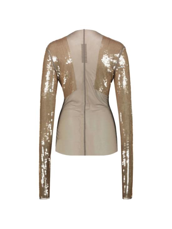  릭 오웬스 긴팔 티셔츠 긴팔 슬림핏 탑 베이지 - RICK OWENS