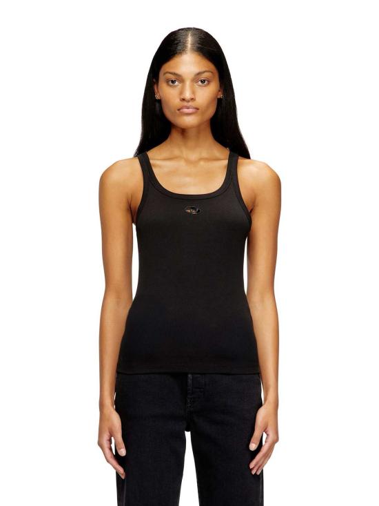  디젤 민소매 티셔츠 T 와이프 Od 골지 면 탱크탑 블랙 - DIESEL