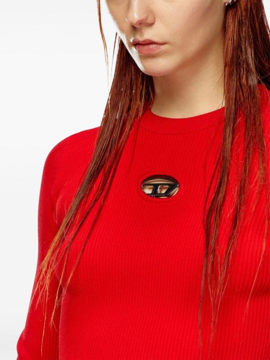 25FW 디젤 M-발라리 오발 D 립 니트 비스코스 블렌드 탑 A153280DLAX 42A FORMULA RED - DIESEL