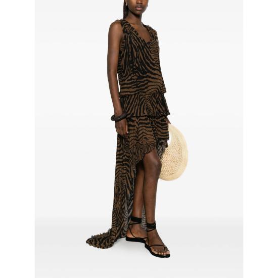 26SS 블루마린 롱 원피스 2A767A M5179 BLACK BROWN - BLUMARINE