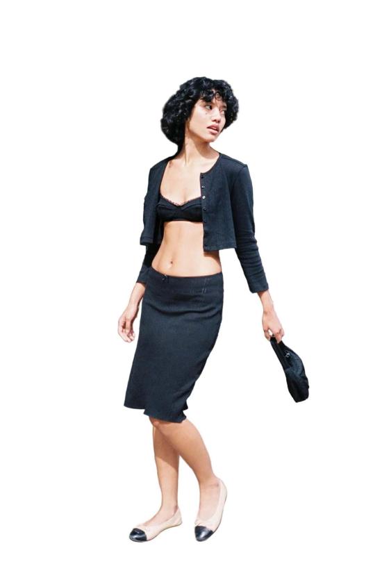  Cou Cou 미디 스커트 쿠쿠 슬립 스커트 블랙 - OTHER BRANDS