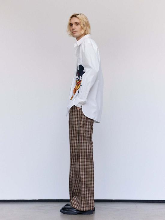  마르니 긴팔 셔츠 마니 릴리 화이트 울프 & 튤립 프린트 - MARNI