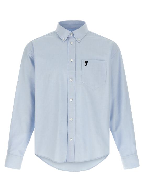 26SS 아미 스몰 하트 로고 박시 자수 셔츠 HSH822CO0031450 Light Blue