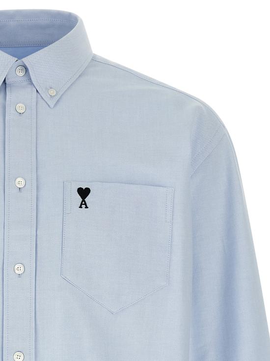 26SS 아미 스몰 하트 로고 박시 자수 셔츠 HSH822CO0031450 Light Blue - AMI