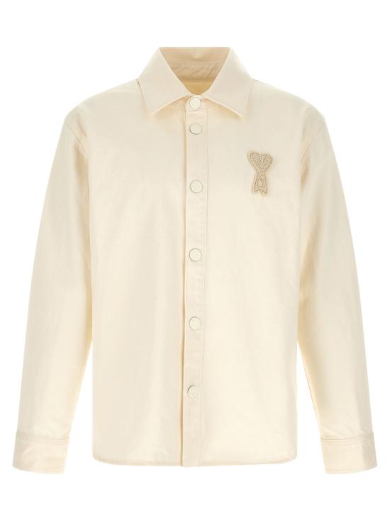 26SS 아미 톤온톤 로고 코튼 니트 오버셔츠 UJK897DE0126136 Beige